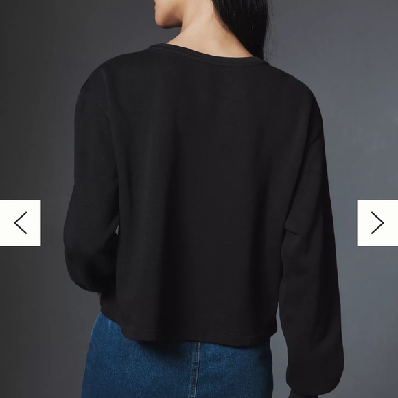 Anthropologie Black 3-D Appliqué Flower Pullover Crew Neck Size M - Picture 3 of 10